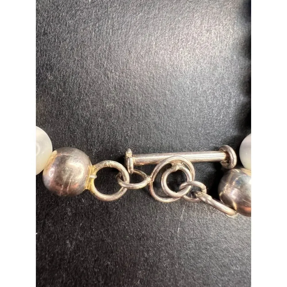 Vintage sterling silver and cats eye glass toggle bracelet
